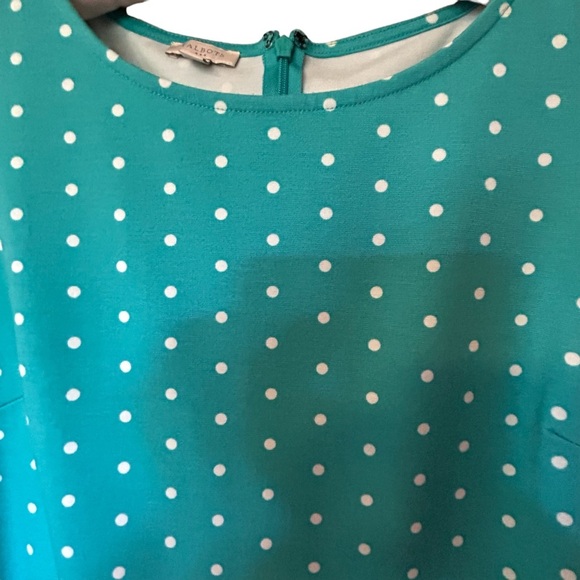 TALBOTS Women’s Edie Turquoise Blue/White Polka Dot Fit & Flare Knit Dress Sz. S - Picture 5 of 9
